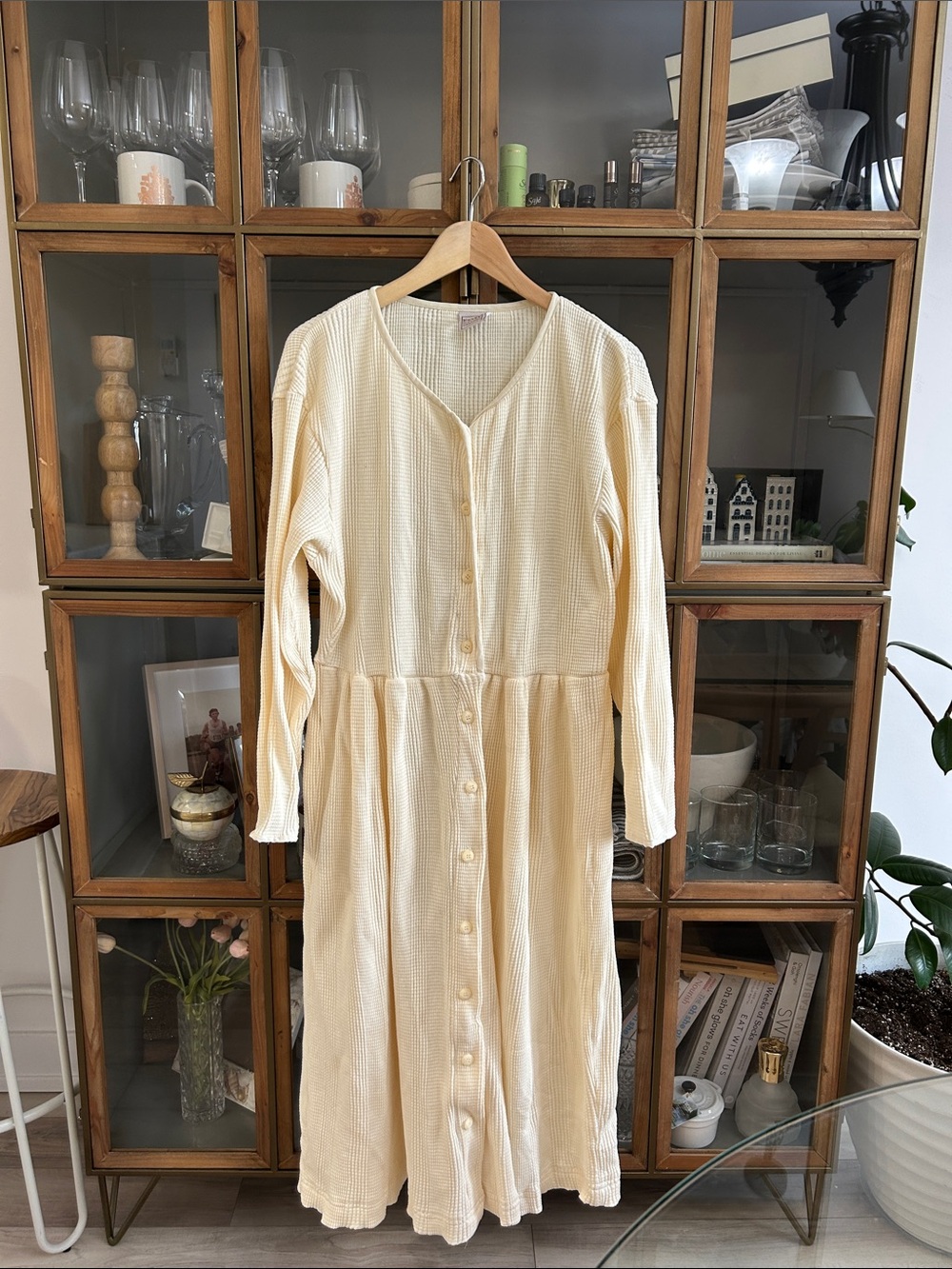 Vintage Kettle Creek Cotton Cottage Core Button-Front Long Sleeve Dress